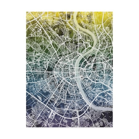 Michael Tompsett 'Cologne Germany City Map Blue Yellow' Canvas Art,18x24